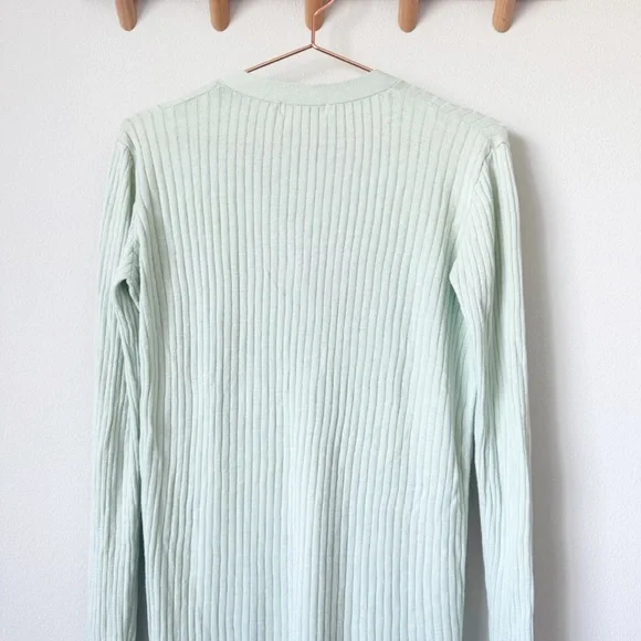 MOUSSY Mint Green Ribbed Duster Cardigan
